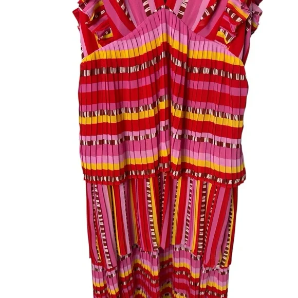 Farm Rio Lucy Stripes Pleated Midi Dress Size Large 291081 - Picture 6 of 12